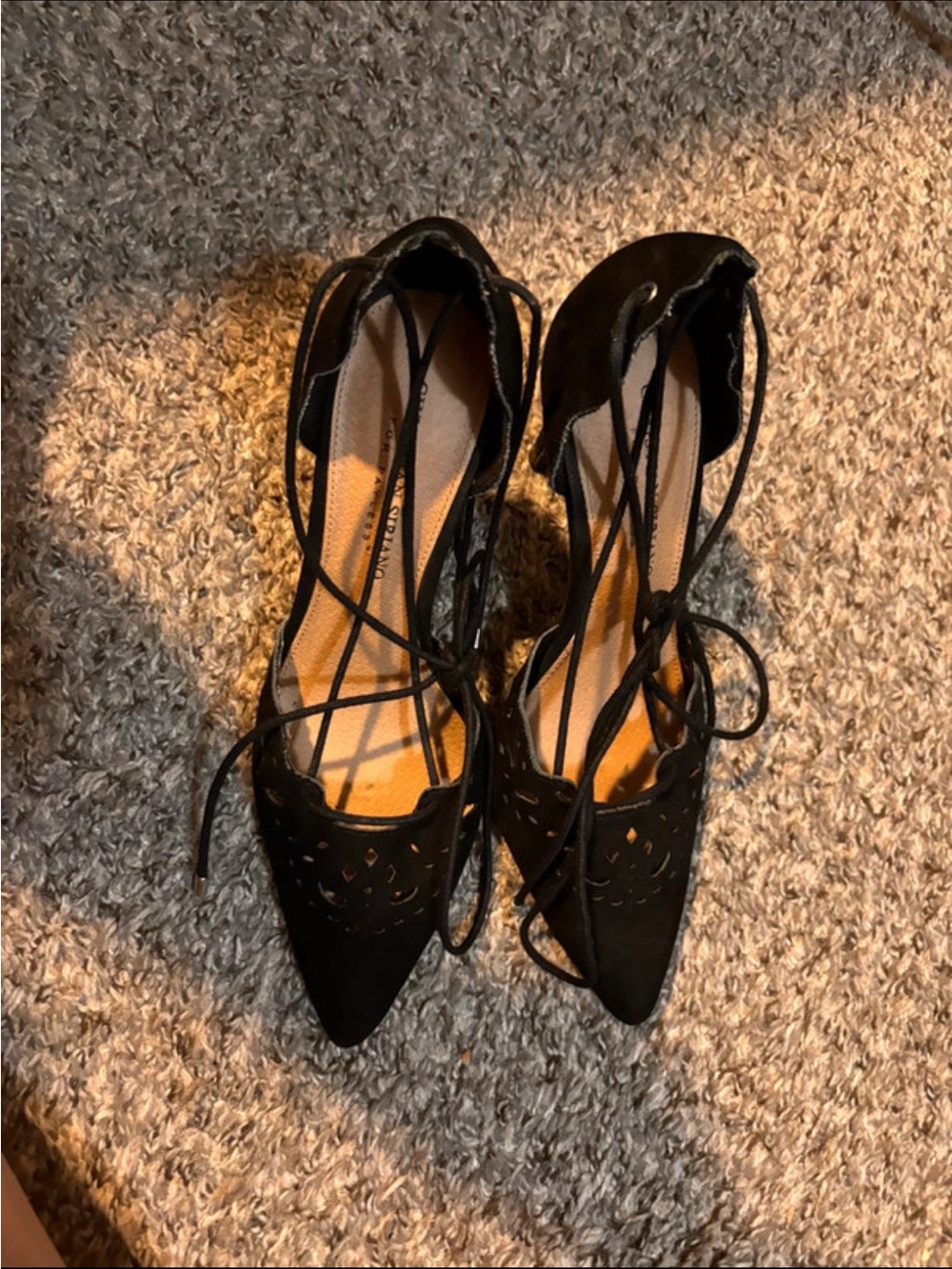 Christian Siriano Black Lace-Up Pointed Toe Heels